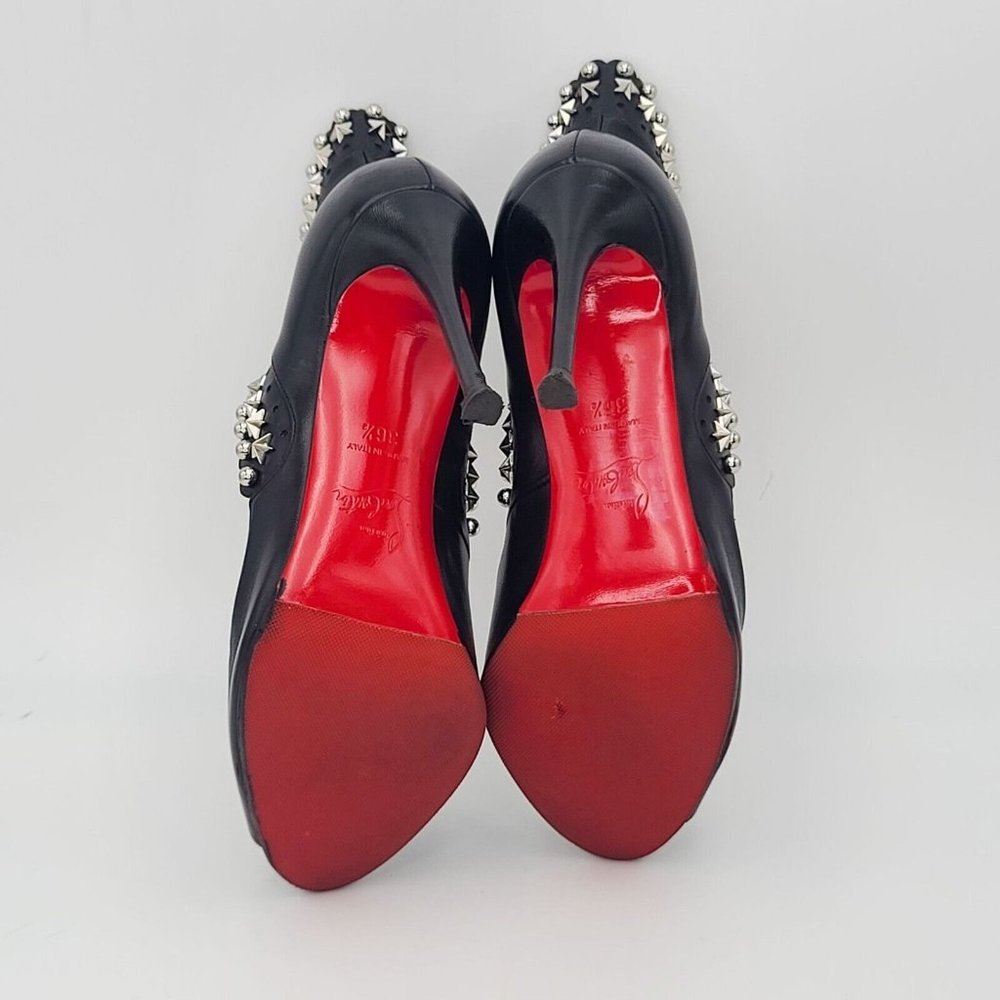 Christian LOUBOUTIN Heels ROUCOULOUCOU 100 Black Silver Star Studded Pumps 36.5 - Picture 4 of 6